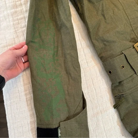 Roxy Snow Jumpsuit Snow Suit Olive Green Women’s XS Fur Lined Collar Y2K - Picture 13 of 15